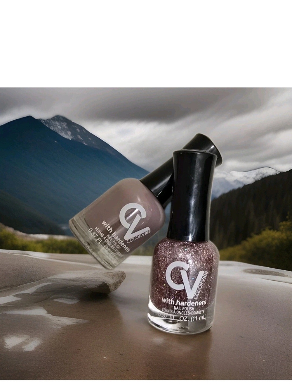 Women Nail Polish Set - Taupe & Rose Gold Glitter
